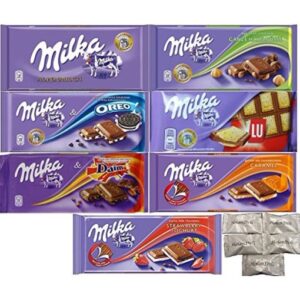 ASSORTED MILKA CHOCOLATE (OREO, ALPINE MILK, LU, MILKA WHOLE NUTS, CARAMEL, STRAWBERRY). INCLUDES OUR EXCLUSIVE HOLANDELI CHOCOLATE MINTS
