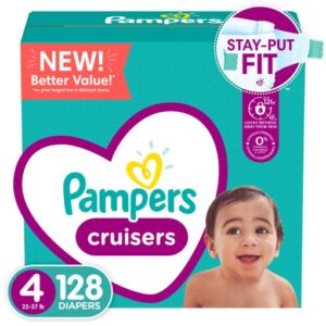 PAMPERS CRUISERS ACTIVE FIT TAPED DIAPERS, SIZE 4