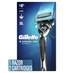 GILLETTE PROGLIDE CHILL MENS RAZOR HANDLE AND 2 BLADE REFILLS